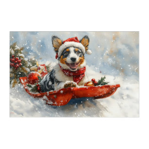 Australian Cattle in Sledge Let it Snow Christmas Acrylic Print