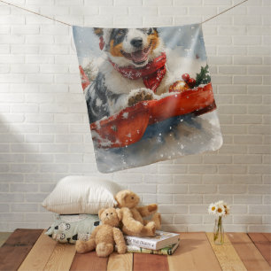 Australian Cattle in Sledge Let it Snow Christmas Baby Blanket