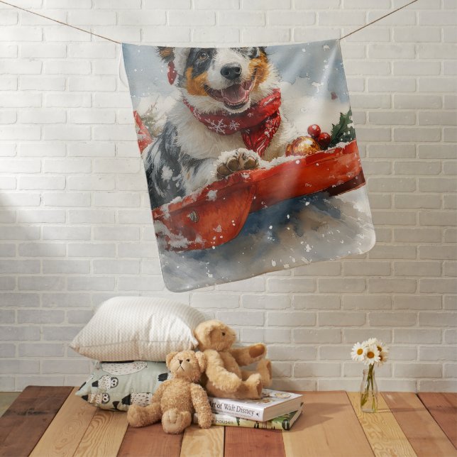 Australian Cattle in Sledge Let it Snow Christmas Baby Blanket (In Situ)