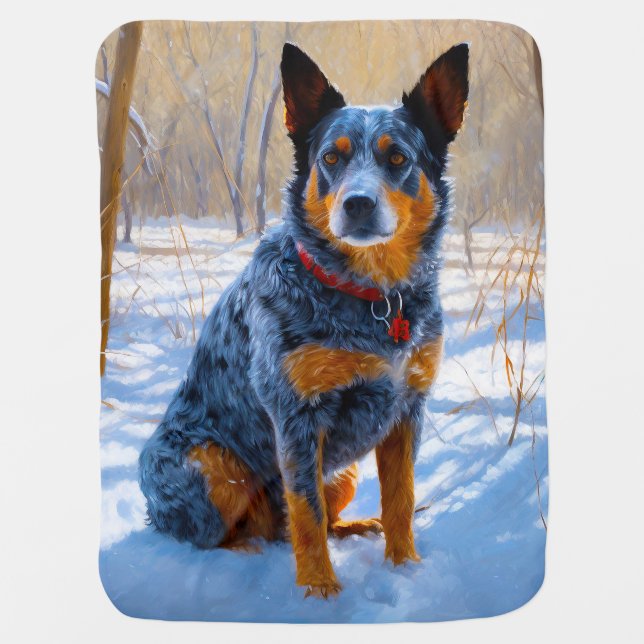 Australian Cattle Let It Snow Christmas Baby Blanket (Front)