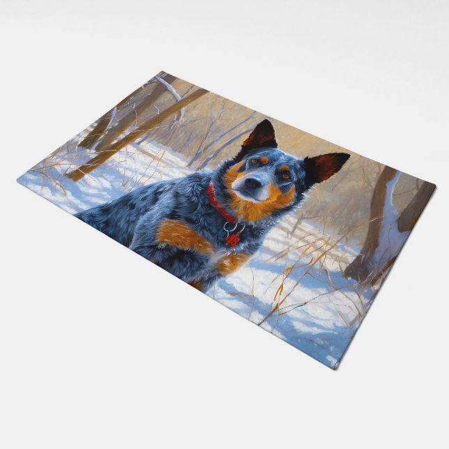 Australian Cattle Let It Snow Christmas Doormat (Angled)