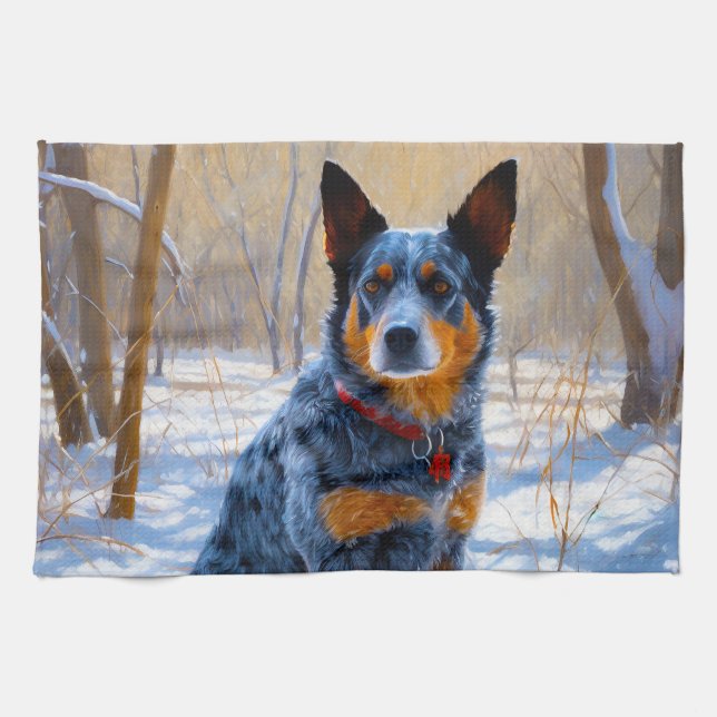 Australian Cattle Let It Snow Christmas Kitchen Towel (Horizontal)
