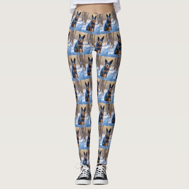 Australian Cattle Let It Snow Christmas Leggings (Front)
