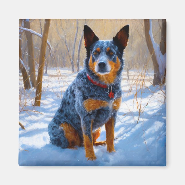 Australian Cattle Let It Snow Christmas Magnet (Front)