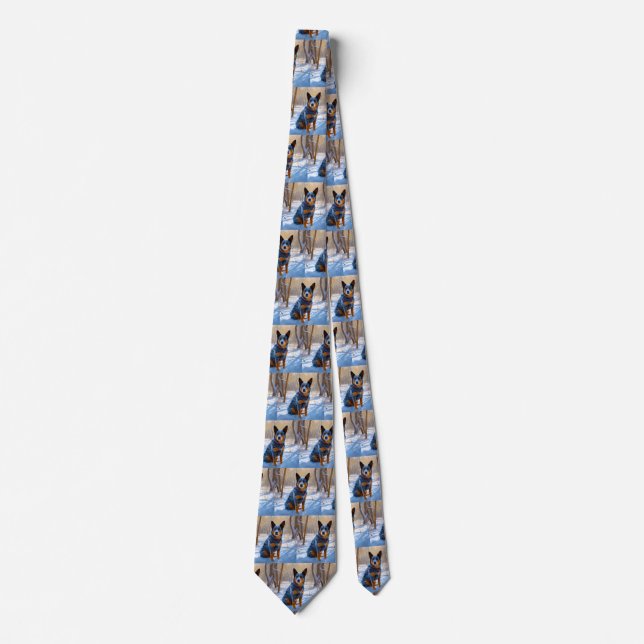 Australian Cattle Let It Snow Christmas Neck Tie (Front)