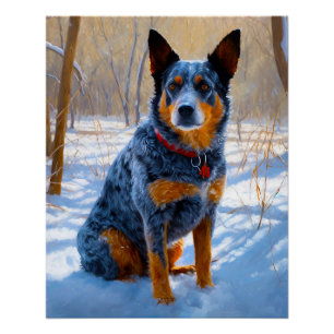 Australian Cattle Let It Snow Christmas Poster