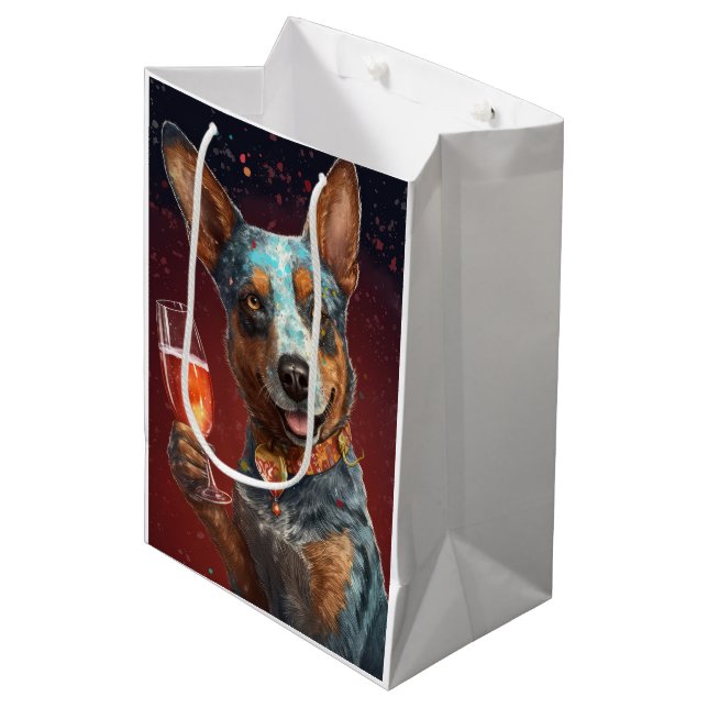 Australian Cattle New Year Card Medium Gift Bag (Front Angled)