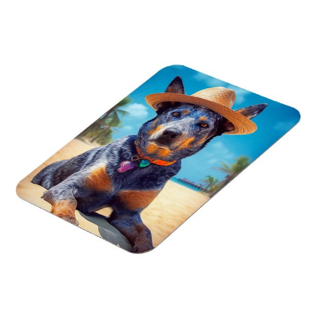 Australian Cattle on Beach,dog lovers summer gift Magnet (Left Side)