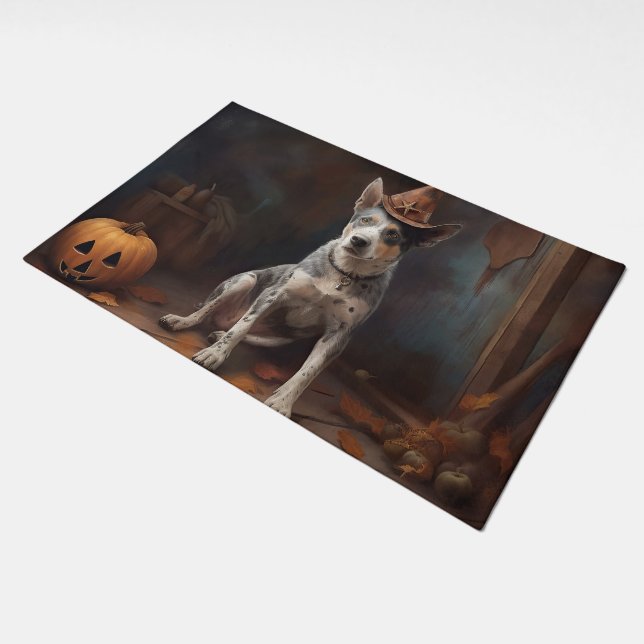 Australian Cattle Pumpkins Halloween Scary Doormat (Angled)