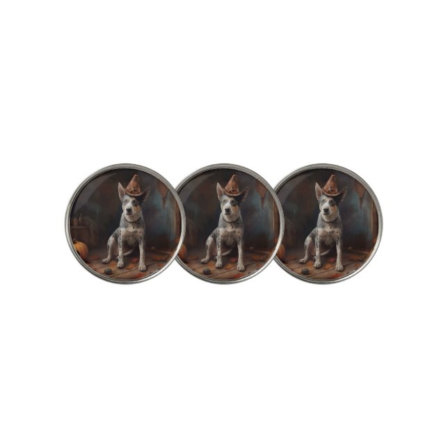 Australian Cattle Pumpkins Halloween Scary Golf Ball Marker (3 Up)