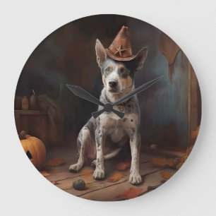 Australian Cattle Pumpkins Halloween Scary Large Clock