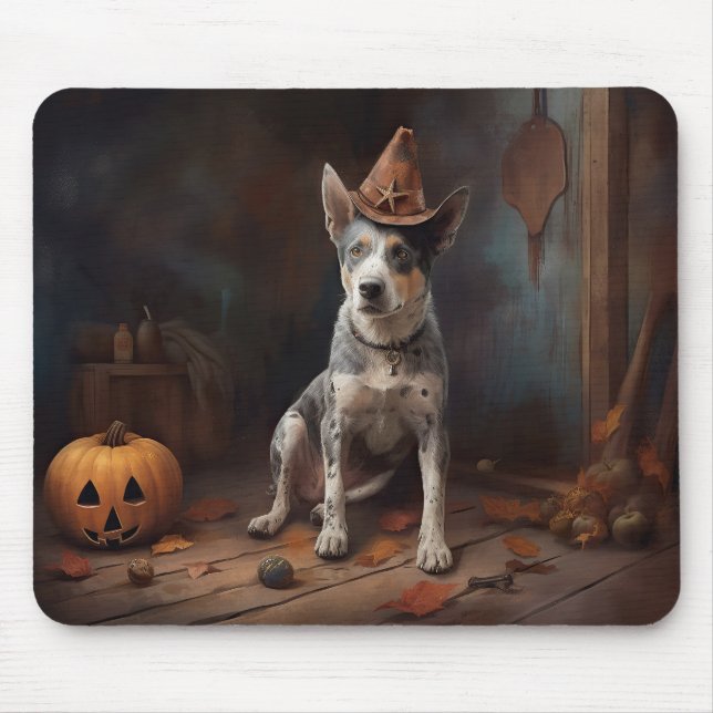 Australian Cattle Pumpkins Halloween Scary Mouse Pad (Front)