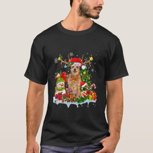 Australian Cattle Santa Hat Reindeer Christmas T_Shirt