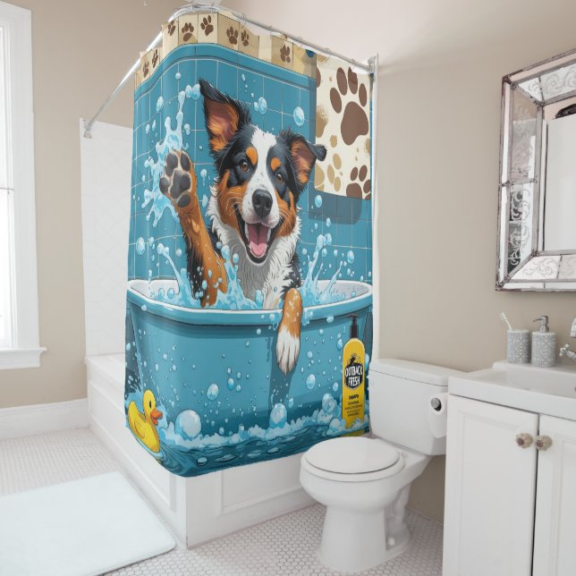 Australian Cattle Sloppy Sleepy Cute Funny Shower Curtain (In Situ)