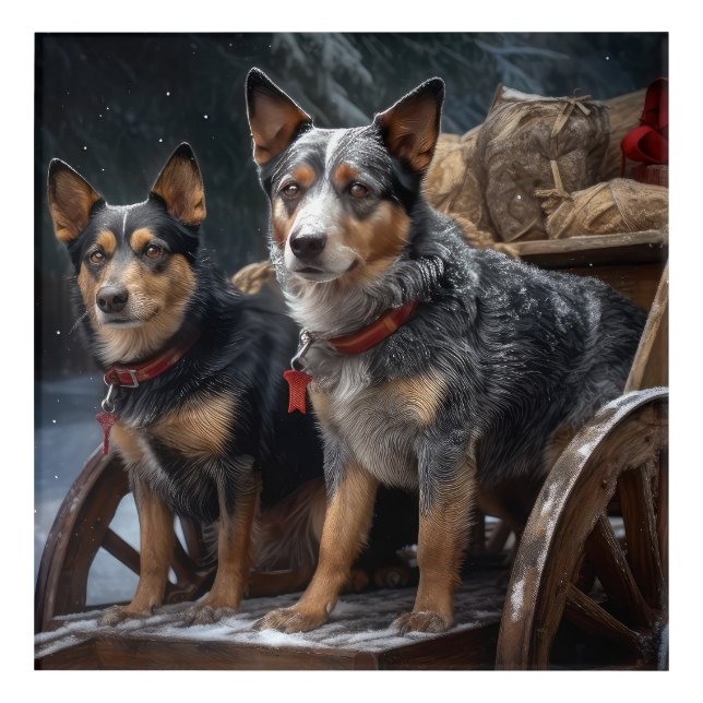 Australian Cattle Snowy Sleigh Christmas Decor (Front)