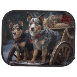 Australian Cattle Snowy Sleigh Christmas Decor Car Floor Mat