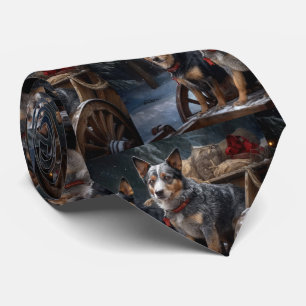 Australian Cattle Snowy Sleigh Christmas Decor Neck Tie