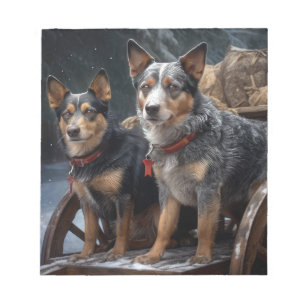 Australian Cattle Snowy Sleigh Christmas Decor Notepad