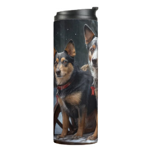 Australian Cattle Snowy Sleigh Christmas Decor Thermal Tumbler