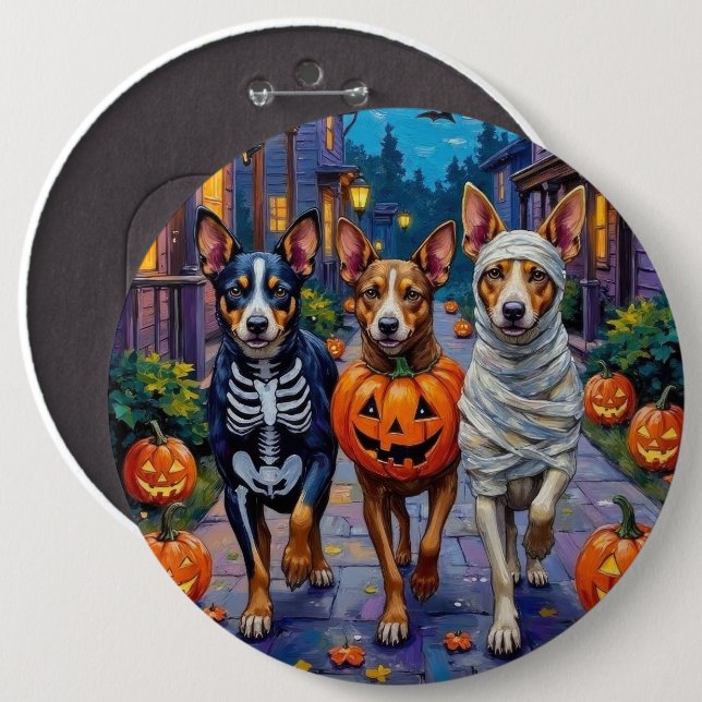 Australian Cattle Trick-or-Treating in Halloween Button (Front & Back)