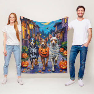 Australian Cattle Trick-or-Treating in Halloween Fleece Blanket