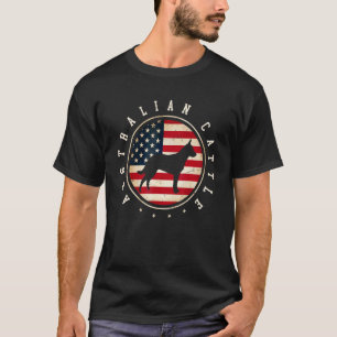Australian Cattle Usa Flag 4th July Dog Mom Dad T-Shirt