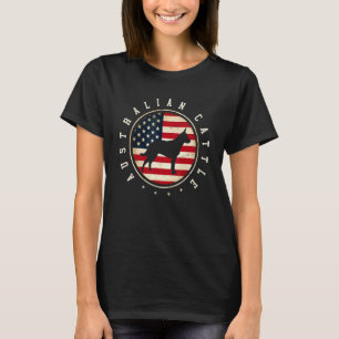 Australian Cattle Usa Flag 4th July Dog Mom Dad T-Shirt