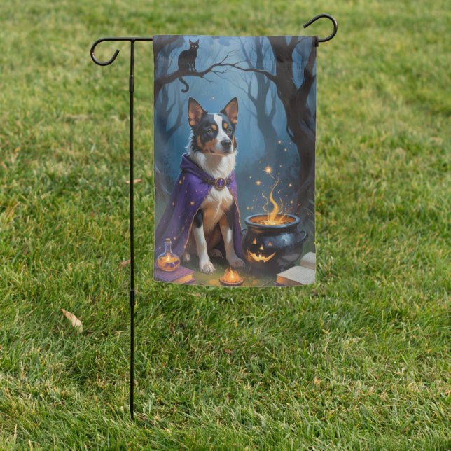 Australian Cattle Whimsical Halloween Painting Garden Flag (In SItu)