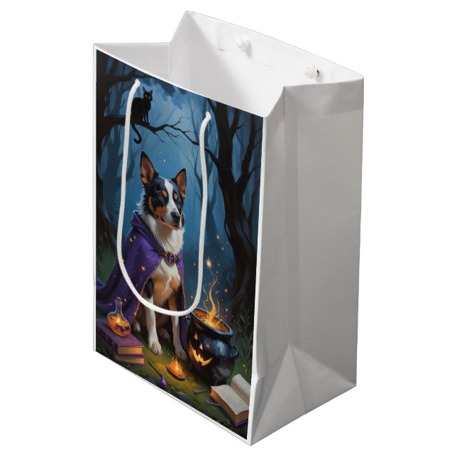 Australian Cattle Whimsical Halloween Painting Medium Gift Bag (Front Angled)