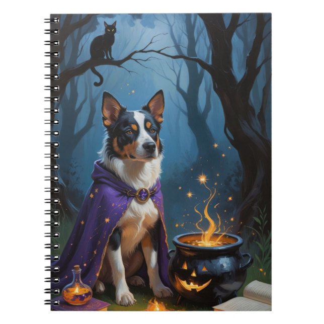 Australian Cattle Whimsical Halloween Painting Notebook (Front)
