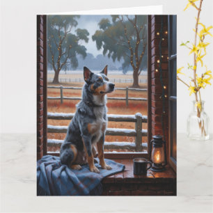 Australian Cattle With Christmas Lights Holiday Card