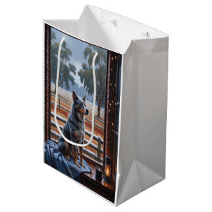Australian Cattle With Christmas Lights Holiday Medium Gift Bag