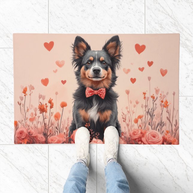 Australian Cattle with Roses - Valentine's Day Doormat (Indoor)
