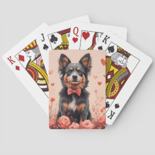 Australian Cattle with Roses - Valentine's Day Poker Cards