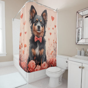 Australian Cattle with Roses - Valentine's Day Shower Curtain