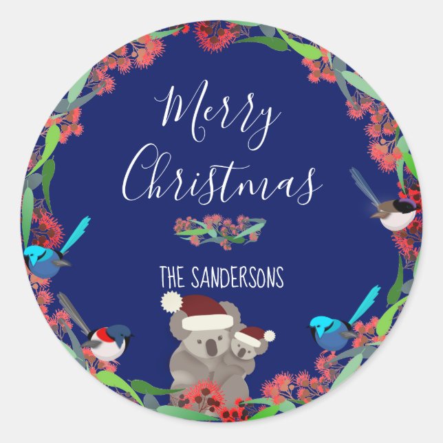 Australian Christmas Classic Round Sticker (Front)