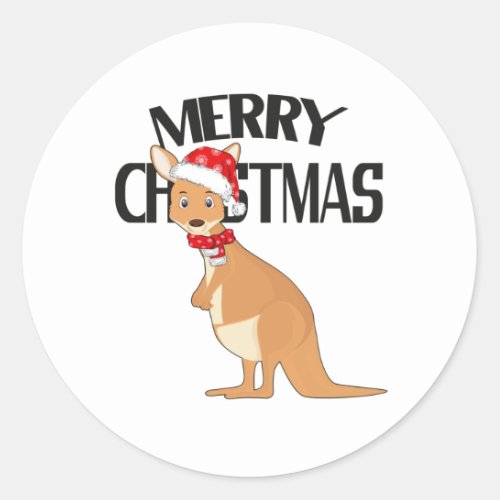 Australian Christmas Cute Kangaroo Classic Round Sticker