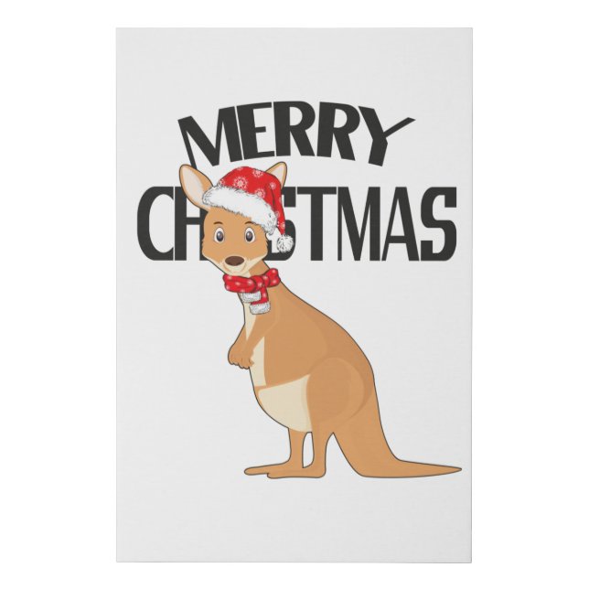 Australian Christmas Cute Kangaroo Faux Canvas Print (Front)