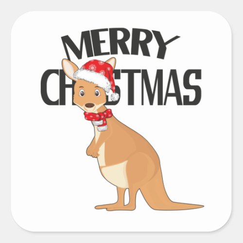 Australian Christmas Cute Kangaroo Square Sticker