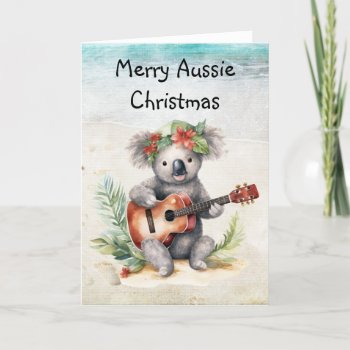 Australian Christmas Folded Holiday Card by ChristmasBellsRing at Zazzle