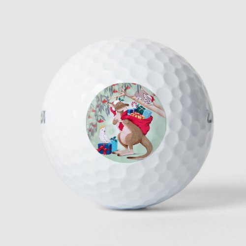 Australian Christmas Kangaroo Red Green Blue   Golf Balls