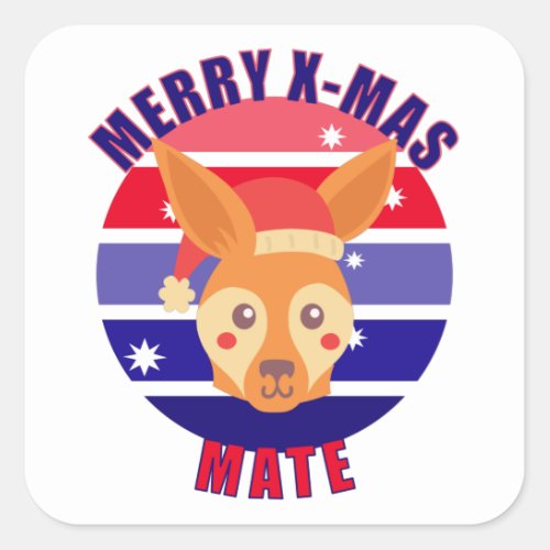Australian Christmas Kangaroo Square Sticker
