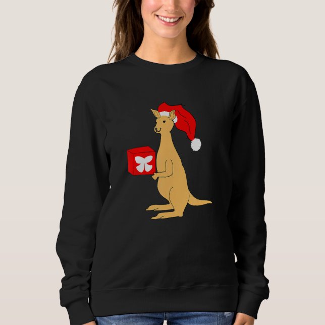 Australian Christmas Kangaroo with Santa Claus Elf Sweatshirt (Front)