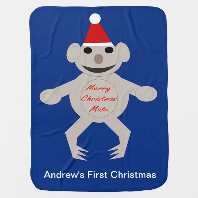 Australian Christmas Koala Bear Baby Blanket (Front)