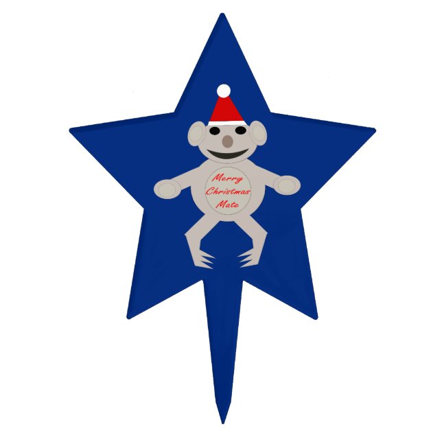 Australian Christmas Koala Bear Cake Pick (Front)