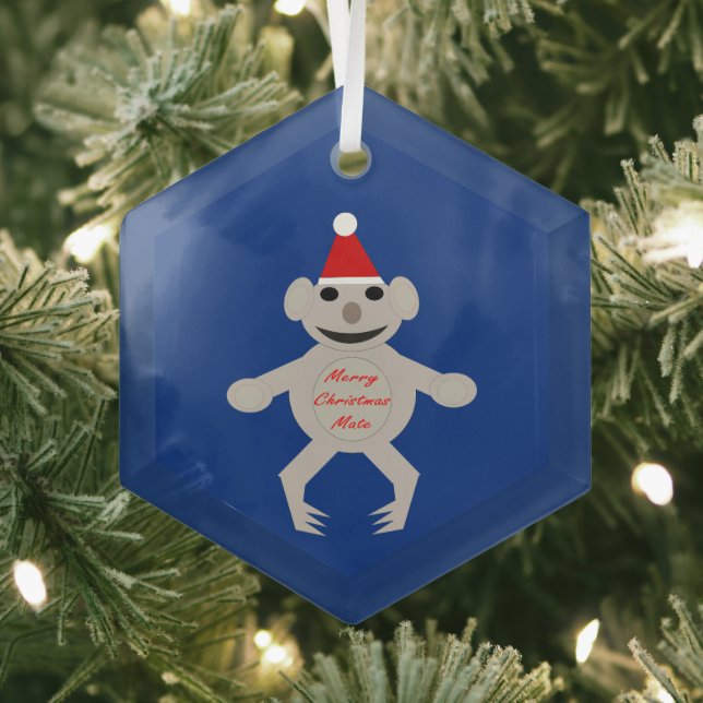 Australian Christmas Koala Bear Glass Ornament (Insitu)