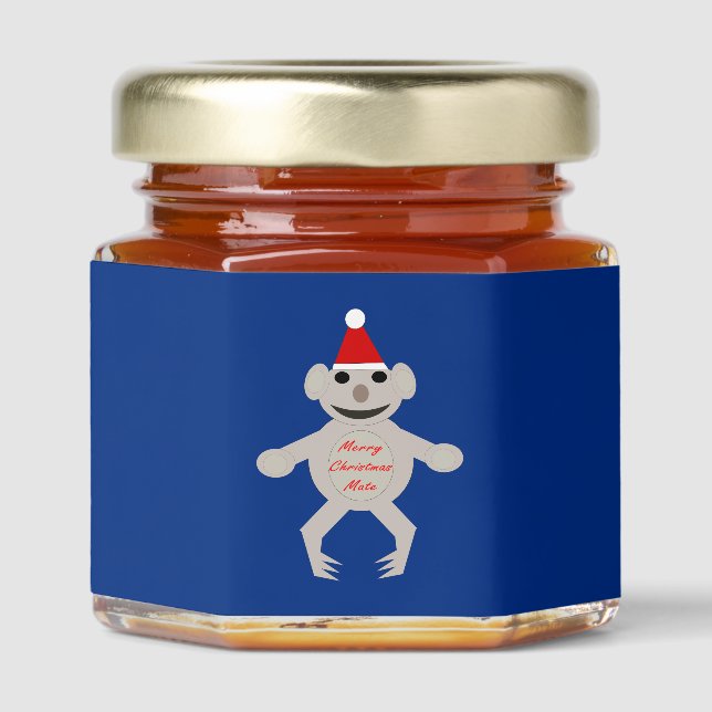 Australian Christmas Koala Bear Honey Jar Favors (Front)