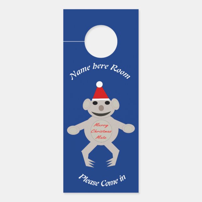 Australian Christmas Koala Bear Personalized Door Hanger (Front)