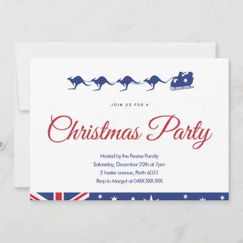 Australian Christmas Party Invitation flag white