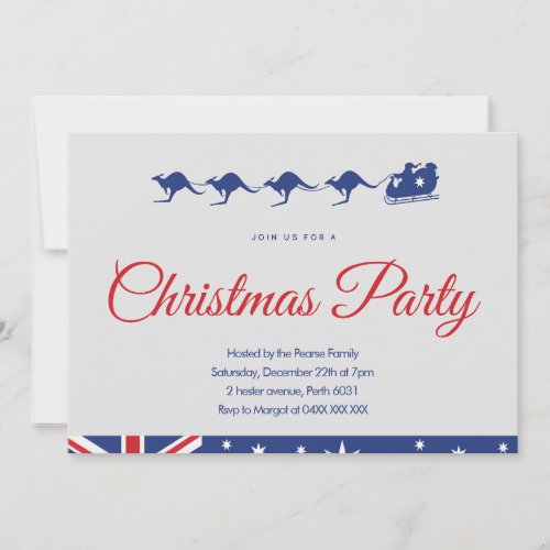 Australian Christmas Party Invitation santa sleigh